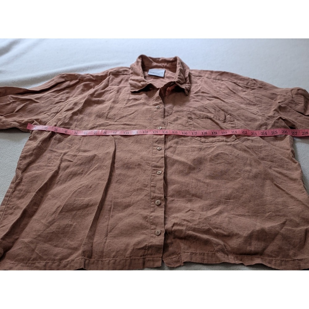 Parachute 100% Linen Shirt 1X Terra Cotta Oversized Button Front Top Relaxed - Picture 8 of 10